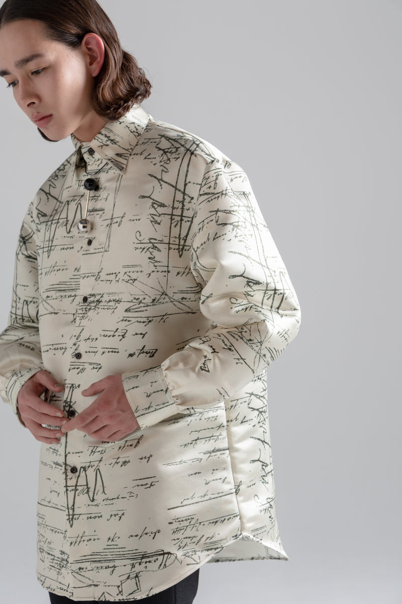 Open Sleeve Air Shirt Jacket / Text & Terrazzo