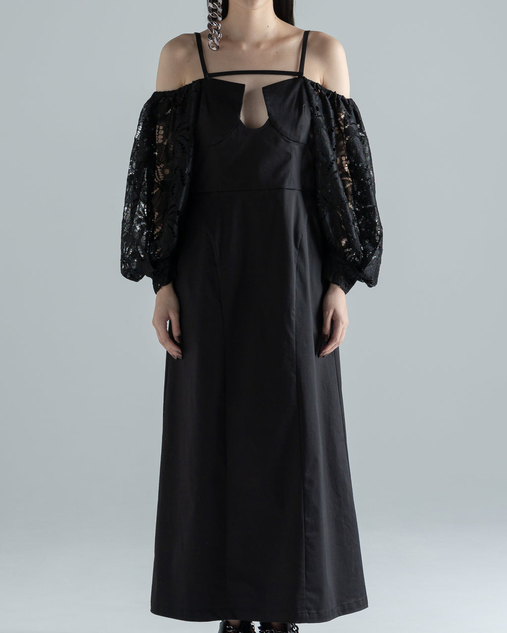 Lace Sculptured Off-Shoulder Dress