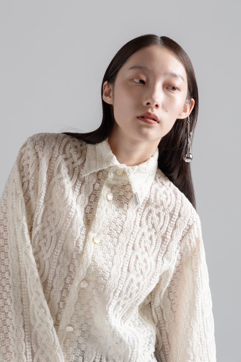 Knit Embroidery Sharp Liner Shirt