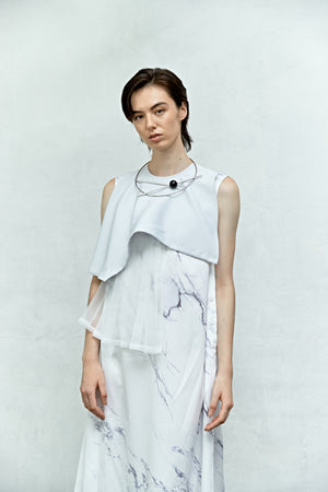 AIR Layered Plated Dress / White Marble