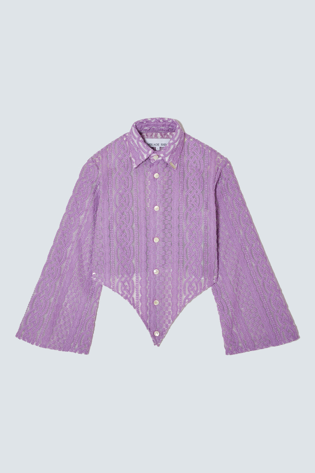 Knit Embroidery Sharp Liner Shirt (Purple)